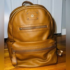 Miss Fong Brown Faux Leather Diaper Bag Backpack Pockets Soft zipper